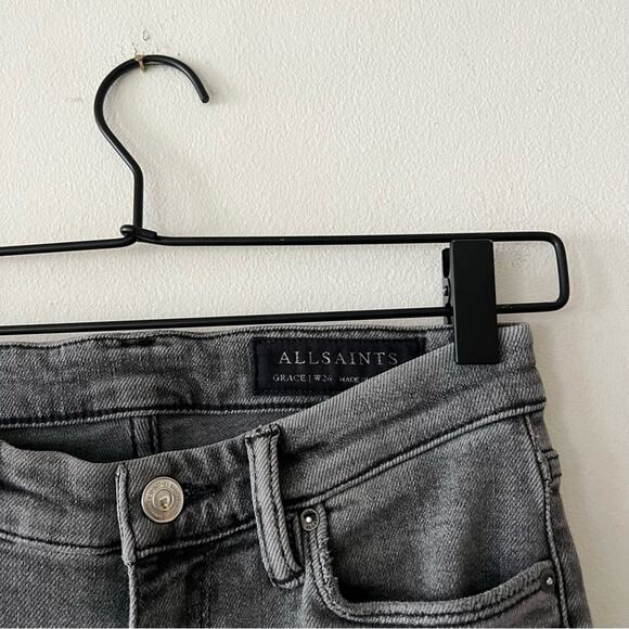 AllSaints Grace Grey Destroy Ankle Jeans - Picture 6 of 9